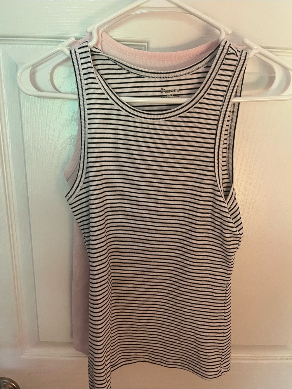 No Boundaries Black and White Striped Ribbed Tank